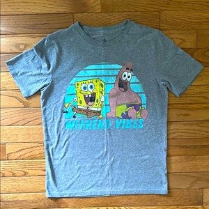 🩶 Gap kids SpongeBob SquarePants Kids T-Shirt size large gray VGUC